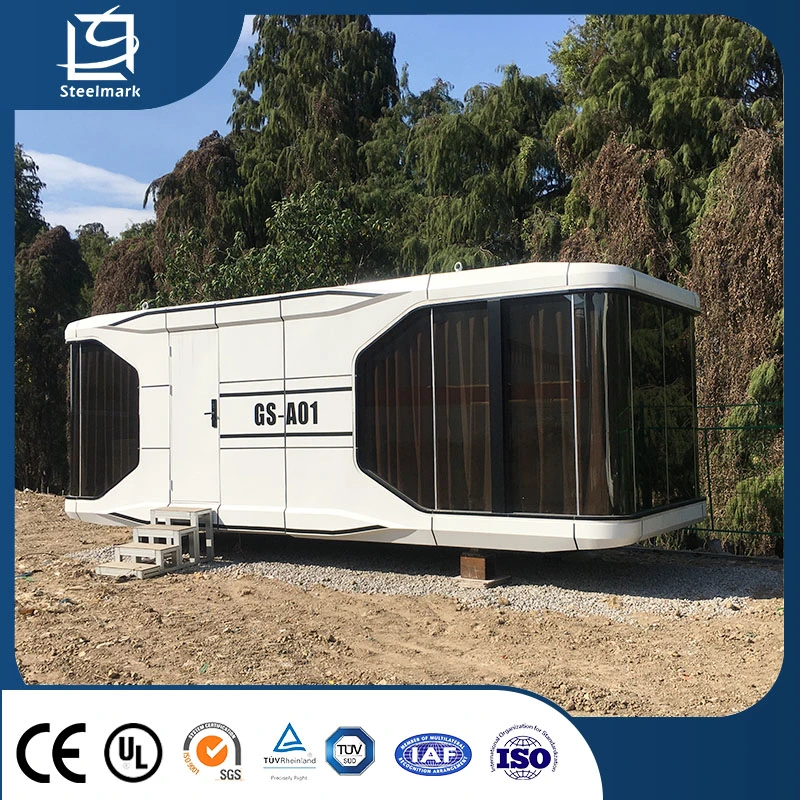 Customized Prefab Intelligent Furniture Mobile Modular Home 2 Bedrooms Aluminum Alloy Capsule House with Balcony