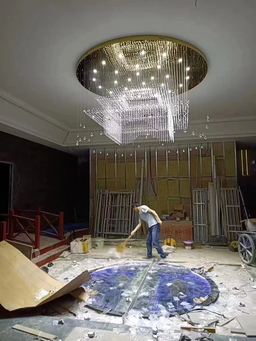 Luxus Kristall Kronleuchter Pendelleuchte Lobby Decke Beleuchtung Leuchten LED Licht