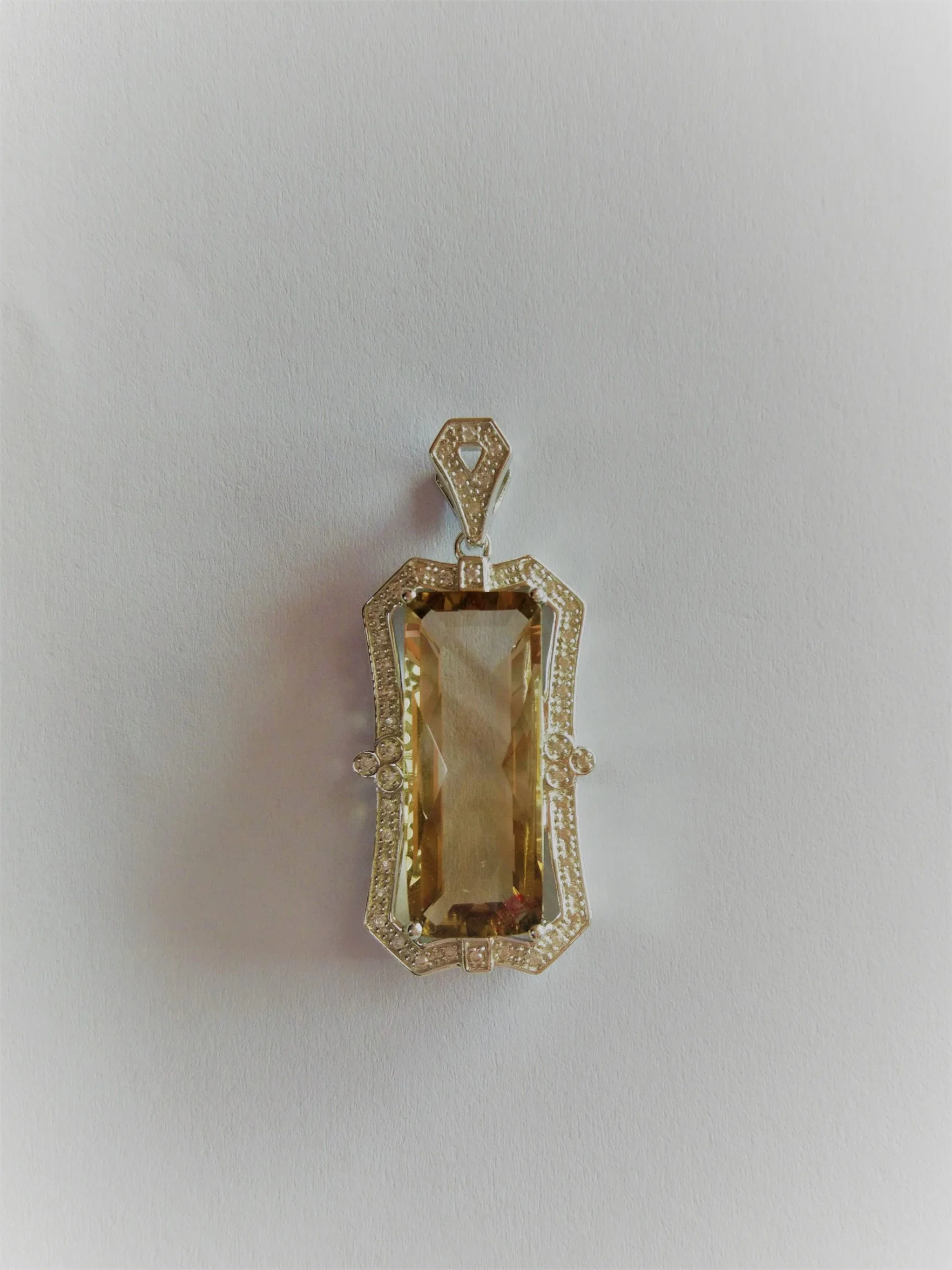 Mayorista/Proveedor Joyería 925 Plata esterlina con Champagne rectangular CZ