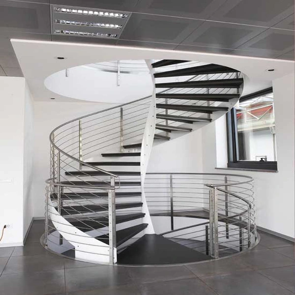 New Product Curved Staircase Modern Steel Solid Wood Stairs