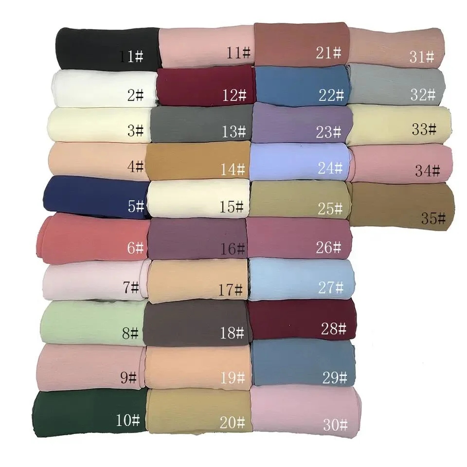 High quality/High cost performance  Customized Tudung Ladies Crinkle Plain Chiffon Scarf Shawl