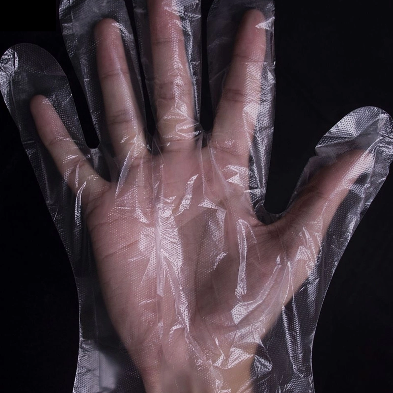 Processus de Service Alimentaire clair Poly polyéthylène transparent Gants jetables en plastique PE Main