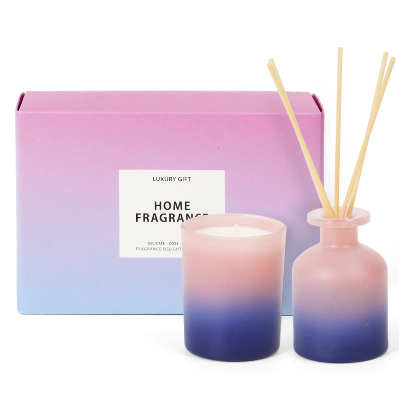 Commerce de gros de cadeaux de promotion de l'Aromathérapie jeu combiné aucun incendie Set de Parfum Bougie parfumée Don d'entreprise de la famille