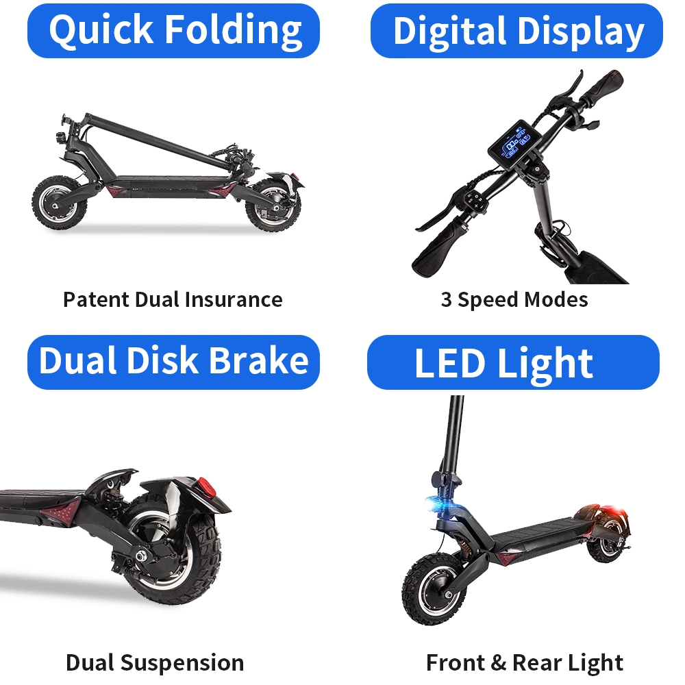 New Folding E Scooter Powerful 1000W Electric Scooter Dual Motor