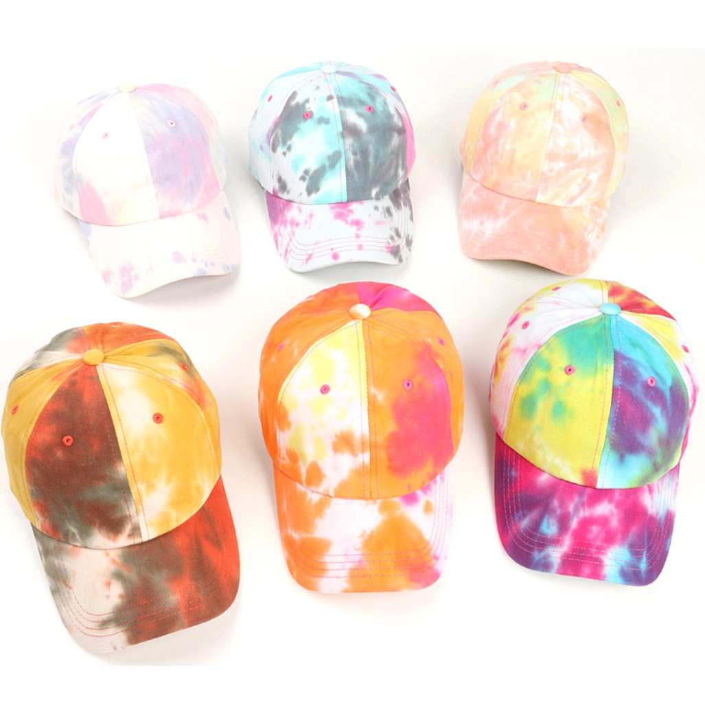 2021 New Fashion Soft Multi Color Tie Dye Hat Customize Logo Baseball Cap