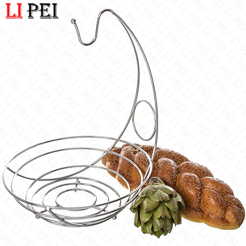 Beauty Banana Holder Fruit Display Iron Metal Wire Fruit Basket with Hanging Banana Hanger