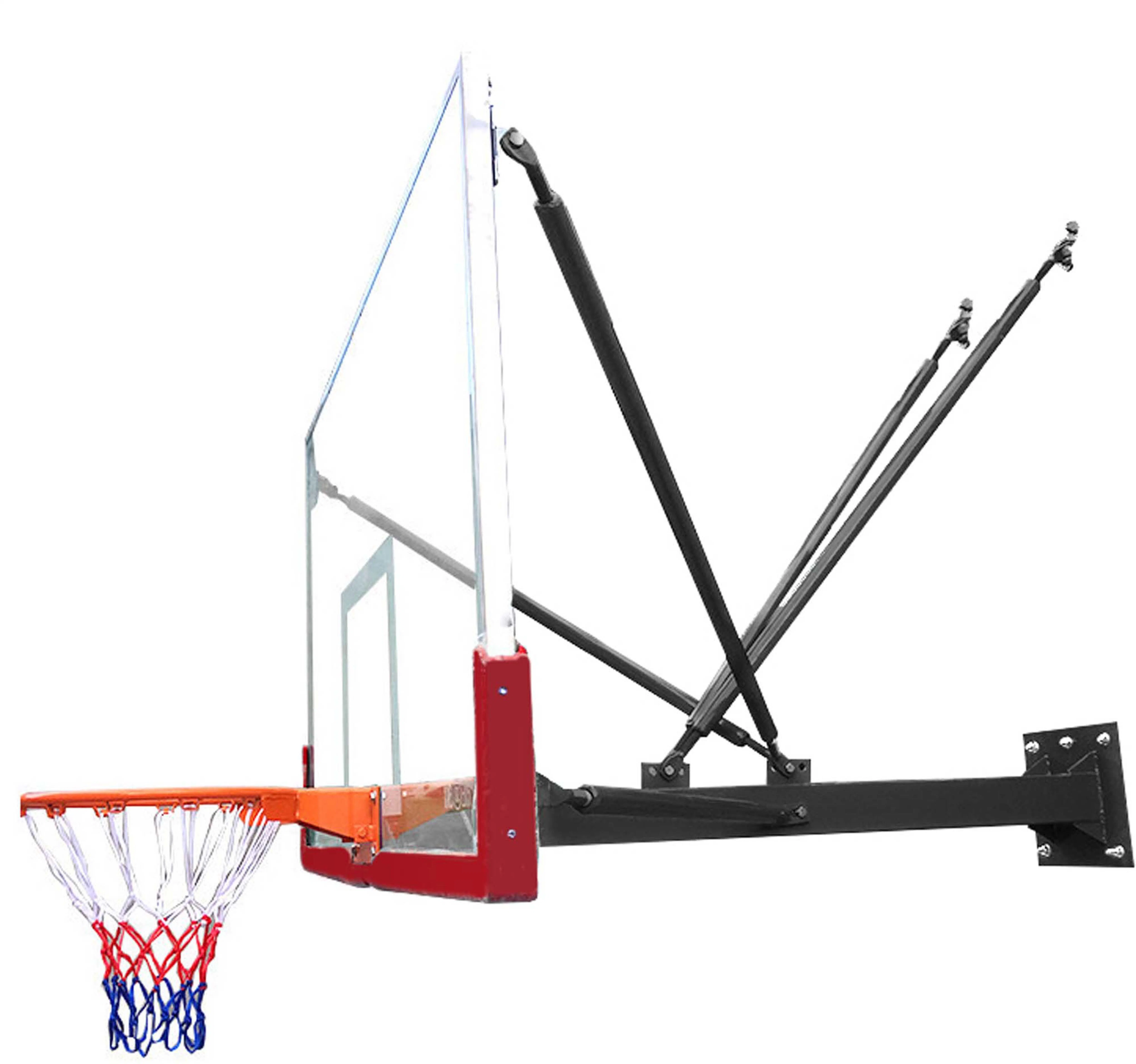 72 Wall Mount Basketball Hoop Goal/Stand Standard Tempered Glass Backboard Indoor/Outdoor Reinforcement Material