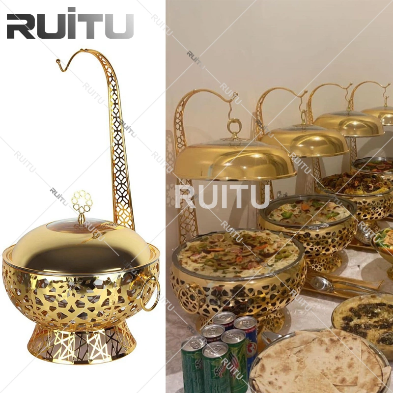 Kitchen Accessories Other Hotel Wedding Decorations Wedding Gold Copper Chafing Dish Buffet Set Luxury Food Warmers with Lid Hook Chaffing Dishes for Catering