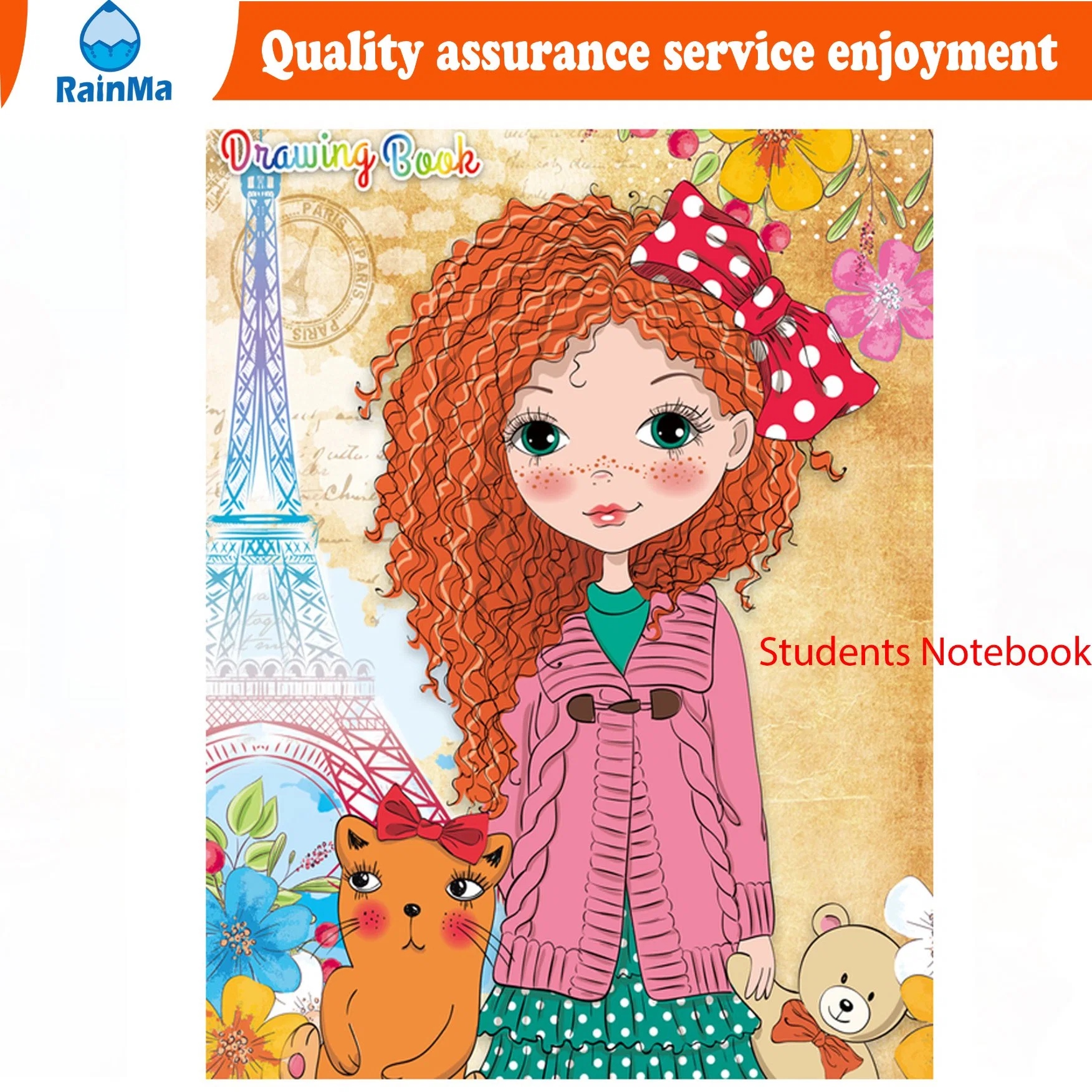 Wholesale 25*19cm 80sheets Exercise Book for Grils with Cartoon Characters