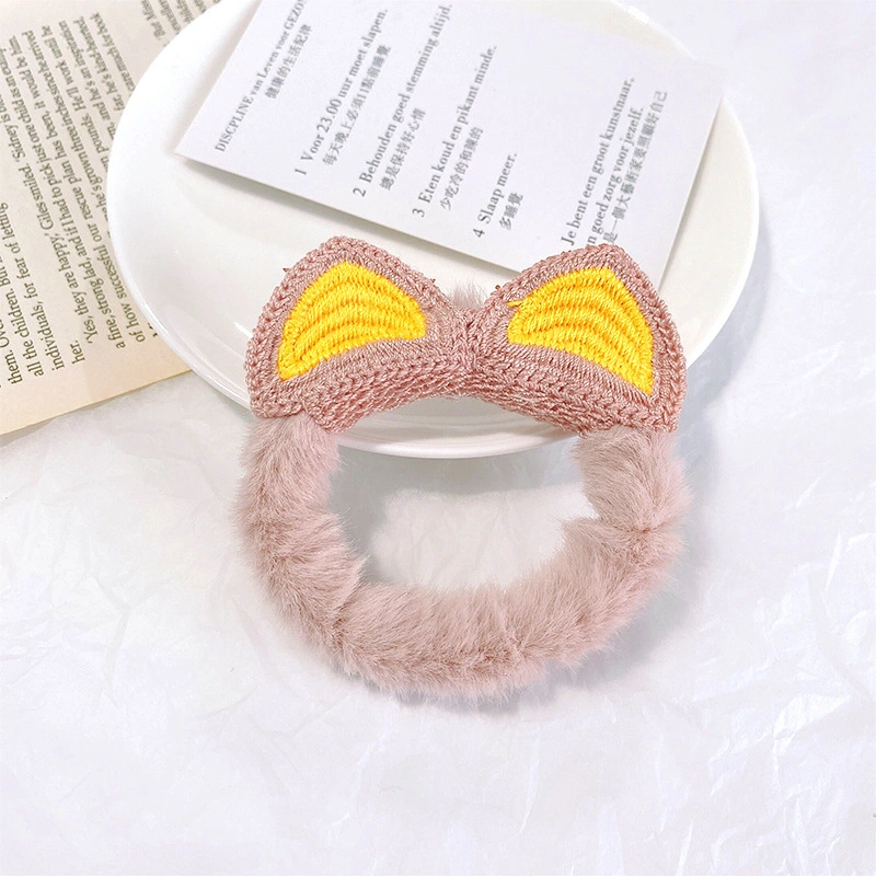 Cute Cartoon Plush Hair Rope Rabbit Ears Bear Cat Hair Cord Hairband