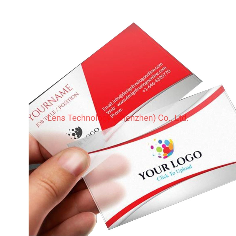 Tira de color transparente de PVC personalizadas tarjeta para tarjeta de visita
