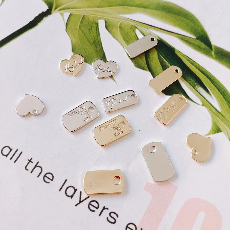 DIY Alloy Electroplating Mini Rectangular Love Pendant Single Hole Earrings Necklace Pendant Accessories