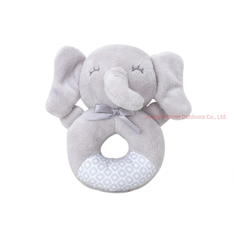 Nuevo producto preciosa campana de mano de dibujos animados de algodón gris animales de peluche de elefante bebé sonajero Bb Stick juguete