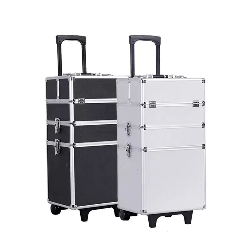 Yaeshii Have Legs Wheels Beauty 4in1 Cosmetic Travel Aluminum Makeup Trolley Professional Case