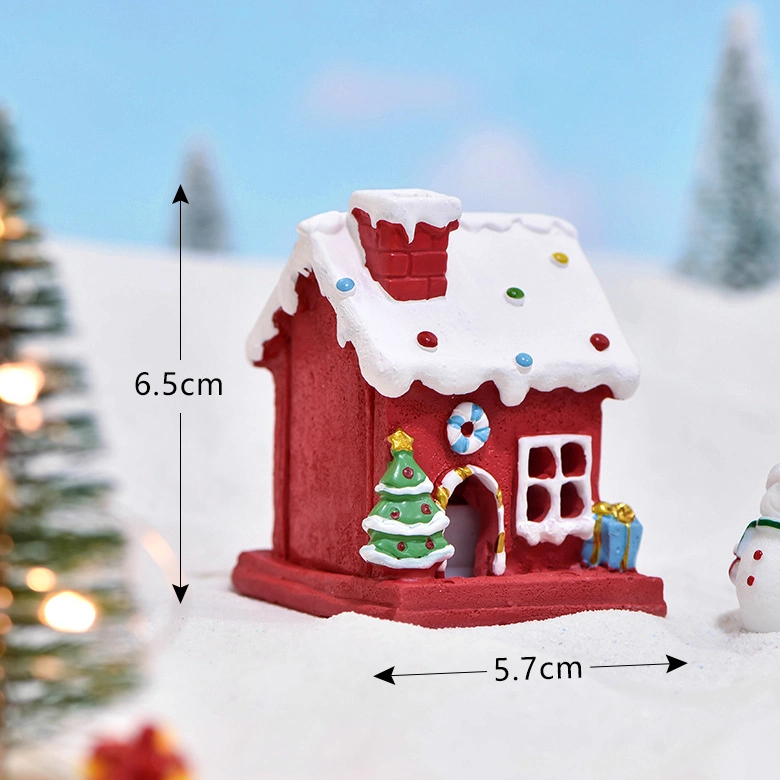 Creative Christmas Decoration Resin Accessories Simulation Snow Landscape Candy Red Cake House Resin Craft Gifts