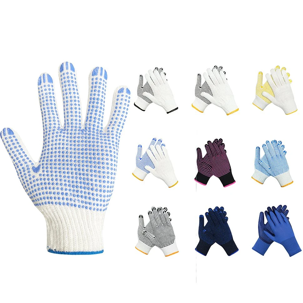 China Wholesale Working Garden Safety Work Glove PVC Dotted/Dots Coated Cotton Gloves