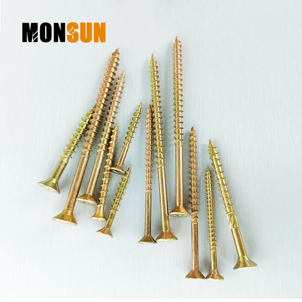 Yellow Clear Zinc Plated Pozidriv Csk Countersunk Head Fasteners Hardware Galvanised Cabinet Wood / Chipboard Screw Made in China