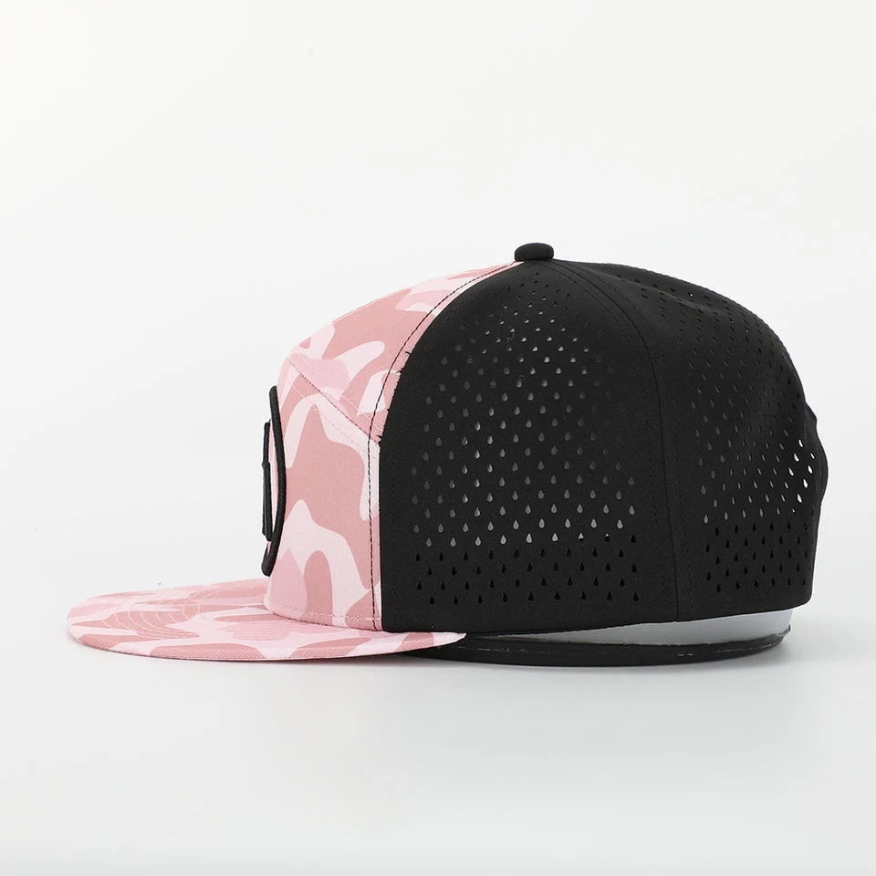 OEM Custom 3D Stickerei Rosa Camo flache Krempe Snapback Trucker Kappe