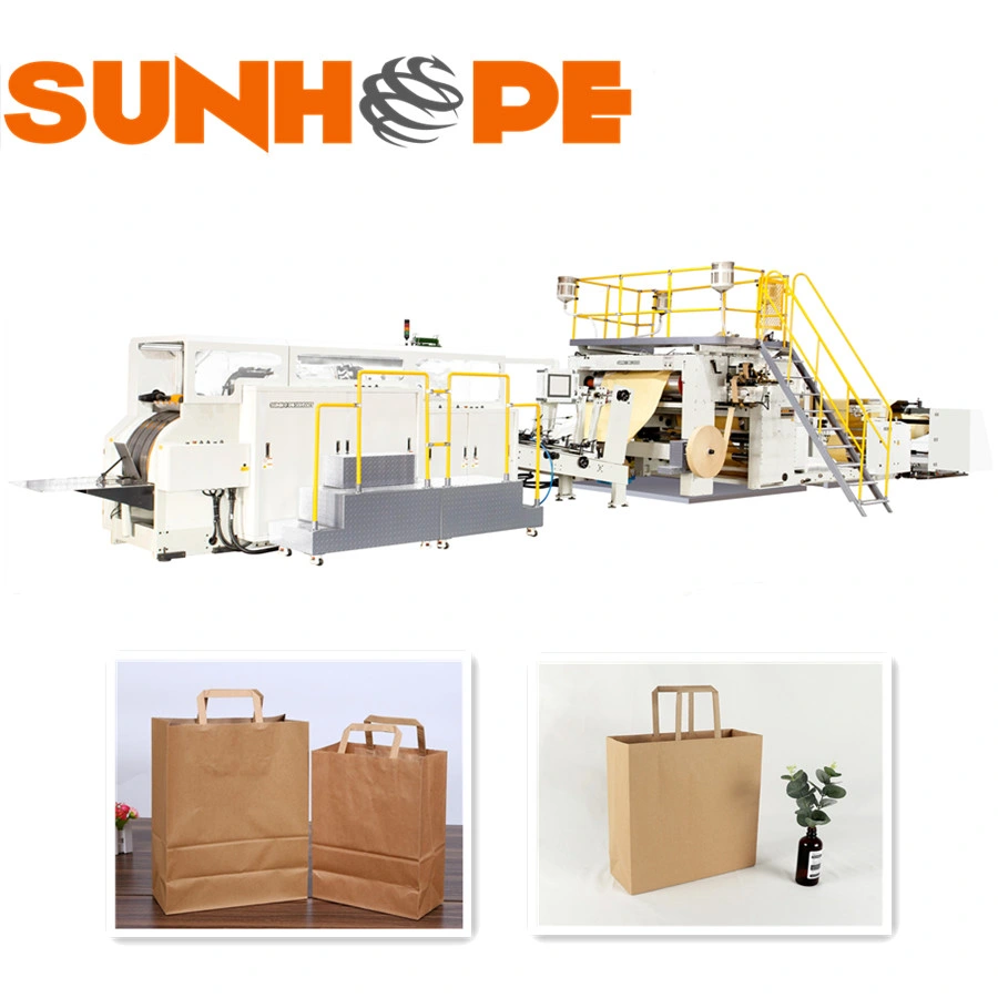 Fully Automatic Roll Fed Internal Flat Handle Paper Bag Making Machine For Shopping Bag