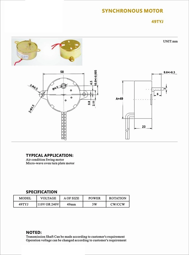 Factory Supply Energy-Saving Synchronous Geared AC Motor for Timer