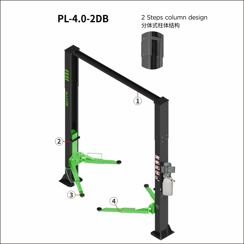 Puli 4t/8840lbs dos postes de elevación de arco de suelo transparente Car Jack Garage Equipment elevador hidráulico en venta PL-4,0-2dB