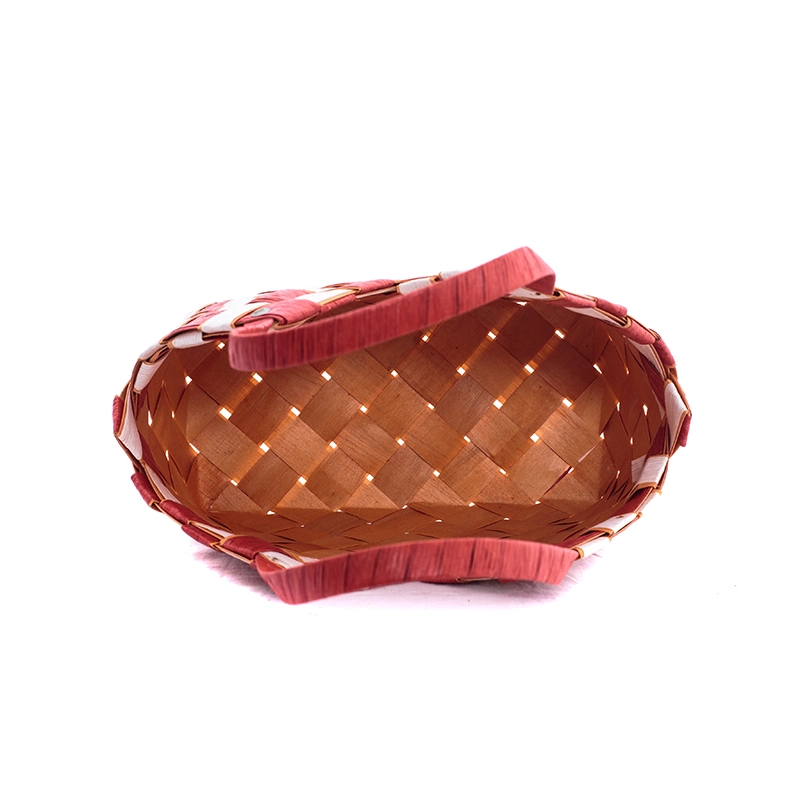 Fashion Natural Wood Chip Woven Handbag Picnic Flower Baskets