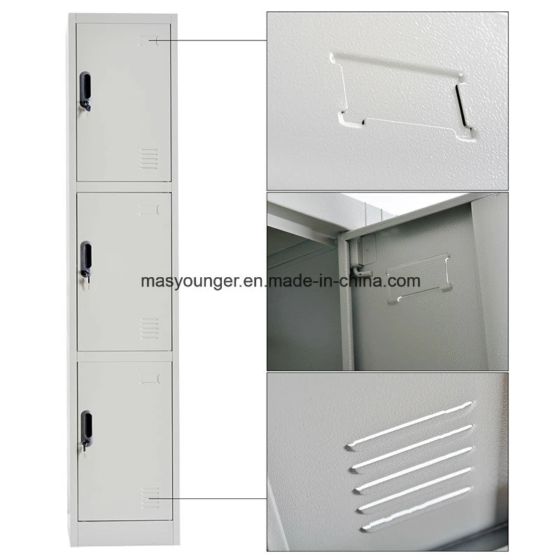 Metal Gym Clothes Storage 3 Door Steel Wardrobe Storage Locker