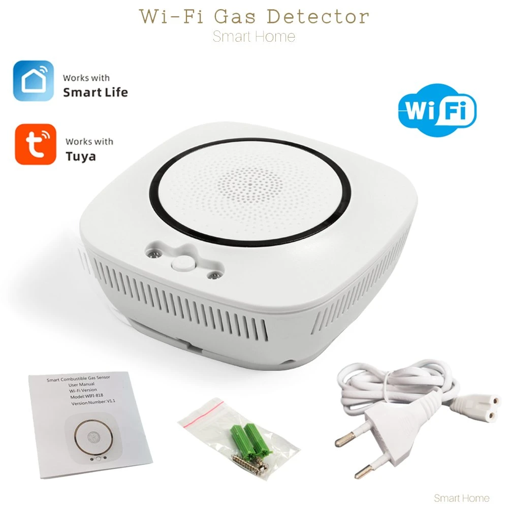 Combustible Flammable LPG Natural CH4 Methane Automatic Tuya Smart WiFi Gas Leak Smoke Detector Alarm