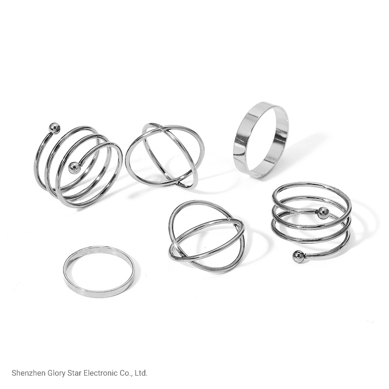 Hot Sale 6PCS/Set Fashion Finger Rings Stainless Steel Jewelry