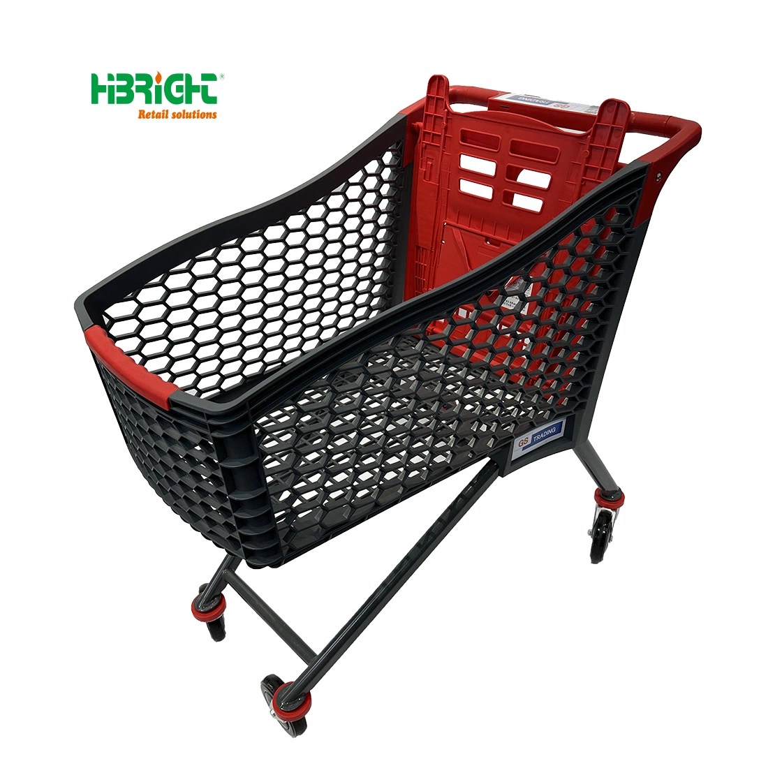 Ruedas universales flexibles Peso ligero plástico Supermarket Shopping Trolley