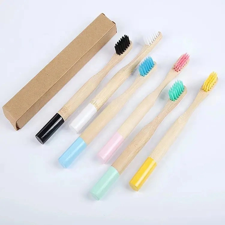 Nova escova de dentes de dentes redondos com pega CE Bamboo personalizada OEM Soft Escova de dentes de bambu biodegradável sem BPA Eco Friendly