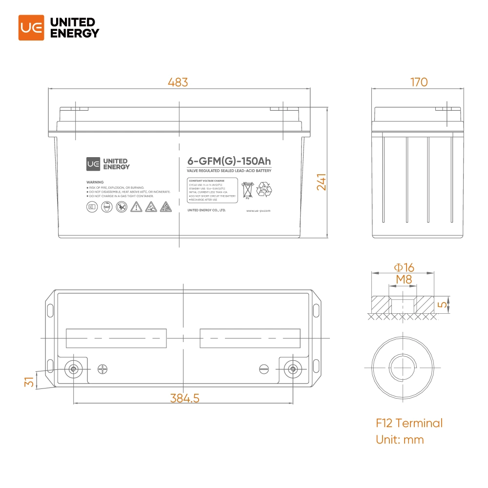 Ue глубокую цикла Гелиевый аккумулятор 12V55ah 150Ah 190Ah 200 А энергии системы хранения данных