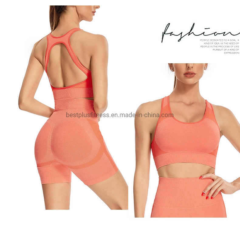 Workout Sets Yoga Fitness Wear for Women 2 Piece Ribbed Seamless Yoga Outfits Crop Tank High Waist Exercise Shorts Sports Bra Tracksuits