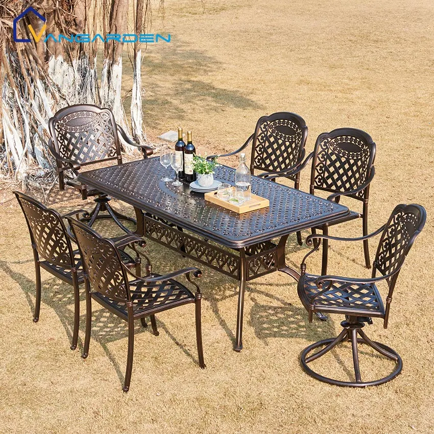 Swivel Chair Outdoor furniture Cast Aluminum Garden Restaurant Dining Set