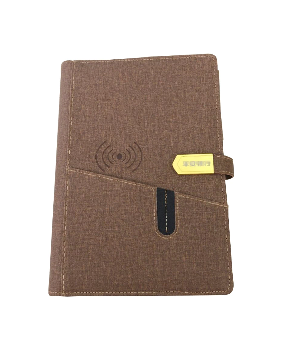 Grey PU Leather Notebook with Magnetic U Disk Buckle Business Daily Journal for Business Supply