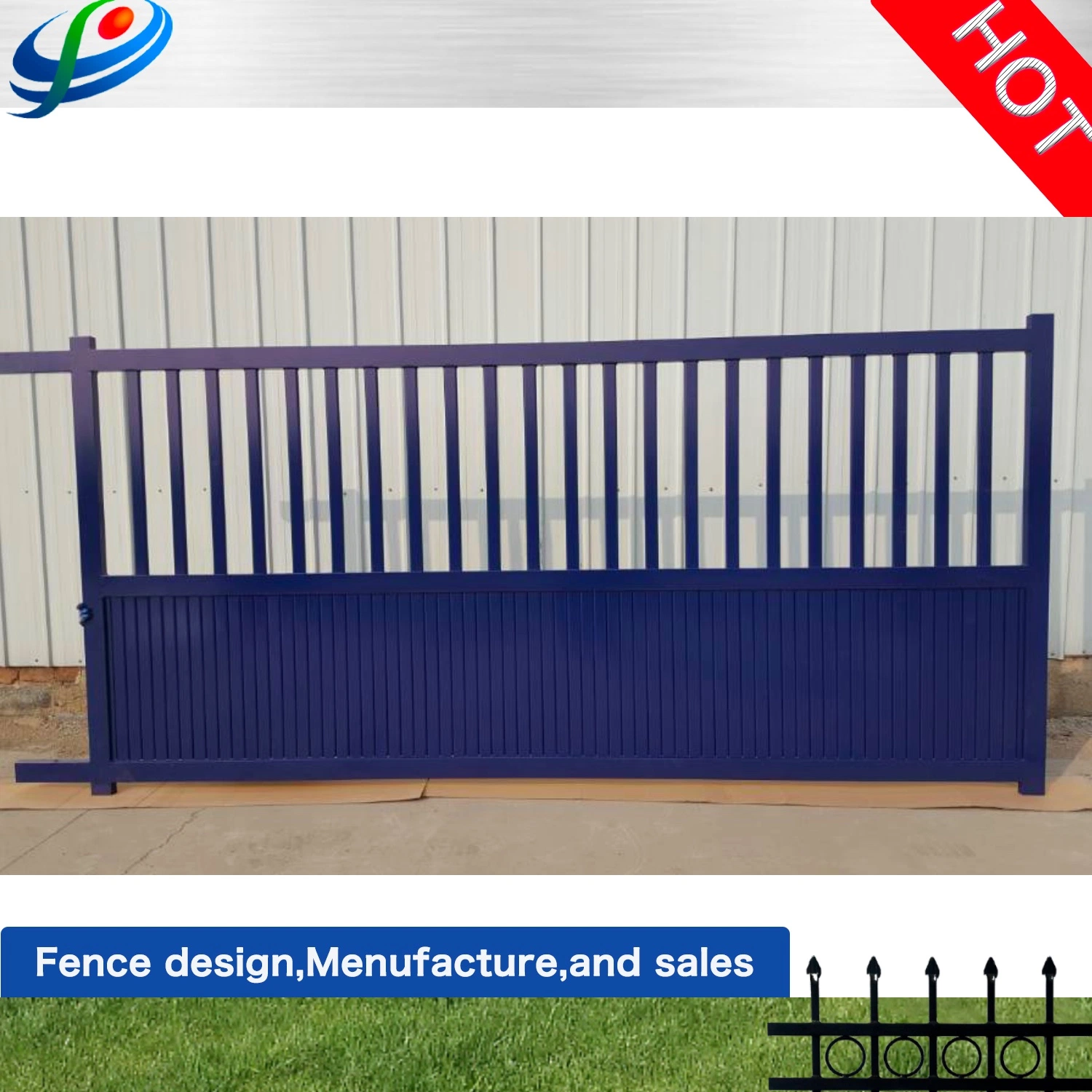 OEM&amp;ODM aluminio Louvre eléctrico Industrial moderno Fence Gate Diseño