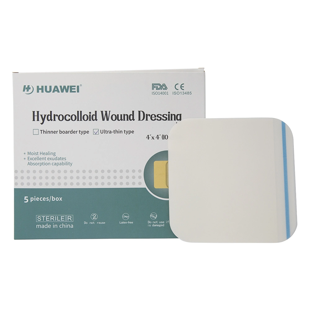 Apósito hidrocoloide ultradelgadas autoadhesivas vendas 4X 4 en la cama úlcera estéril Dolor de Cuidado de Heridas