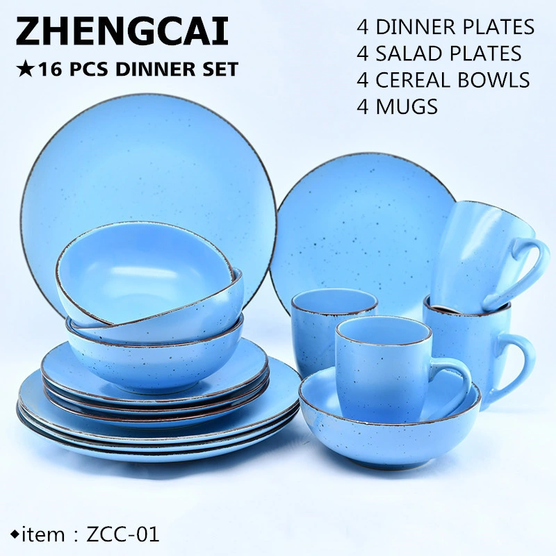 16 STÜCK Geschirr/Fabrik Direktverkauf/Custom Logo Steinzeug Farbig Promotion Porzellan Geschirr Keramik Dinner Set für den täglichen Gebrauch