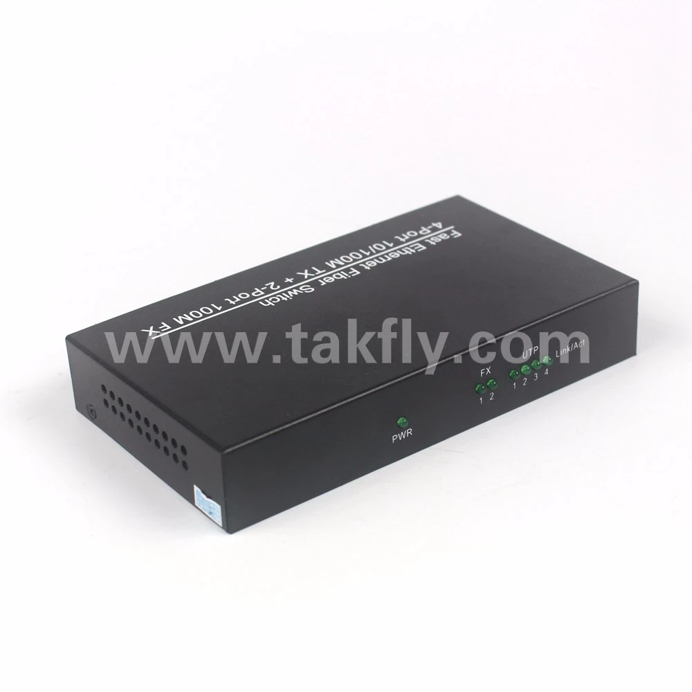 1000Mbps 4 Ports + 2 Fiber Ports Optical Fiber Switch