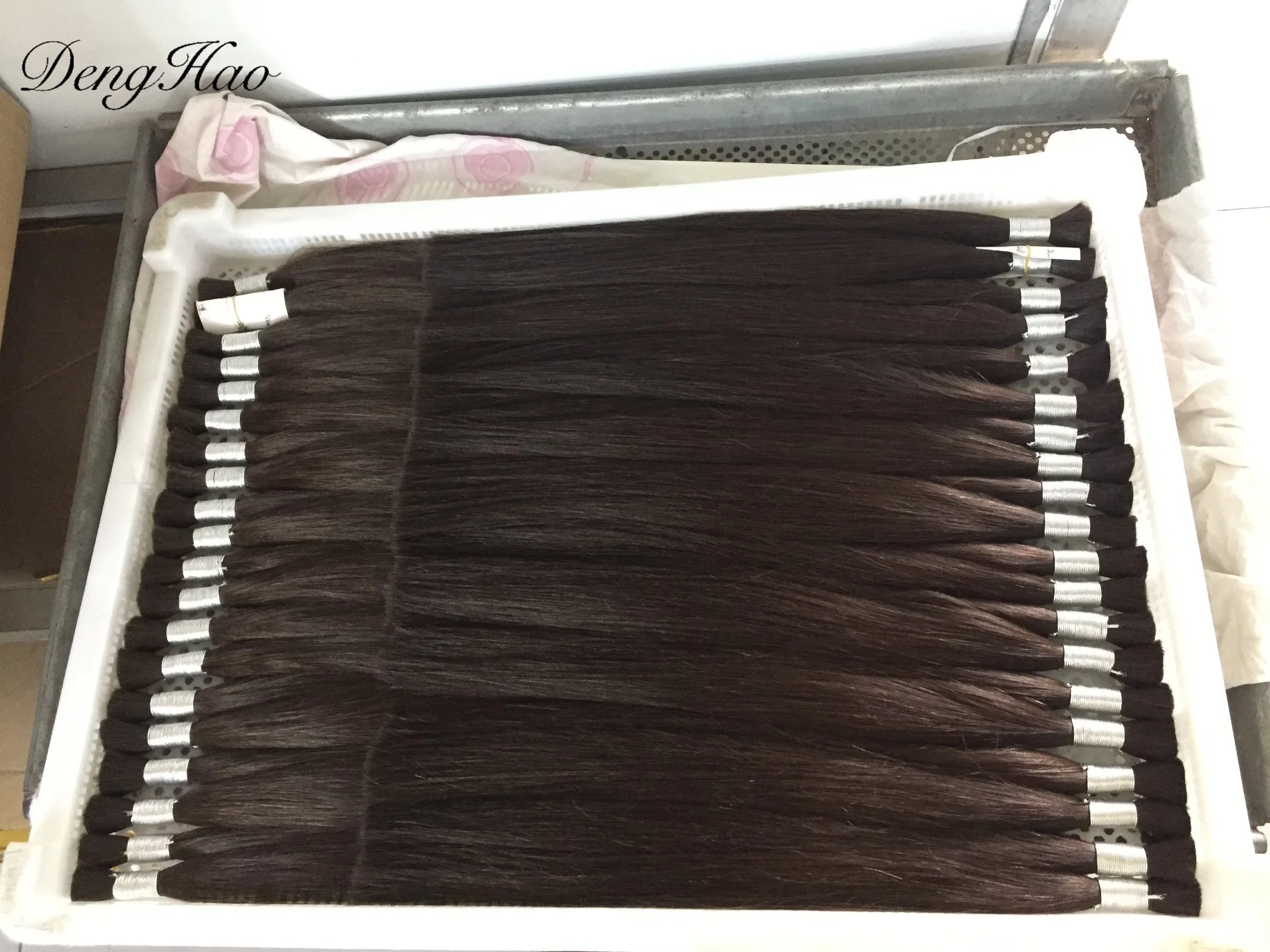 Double Drawn High quality/High cost performance  100% Remy Virgin Human Hair Bulk Hair Extension