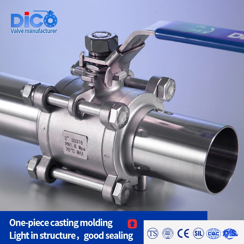 1000wog Stainless Steel and Carbon Steel Material Butt Weld End with Extended Pipe 3PC Sanitary Floating Ball Valve