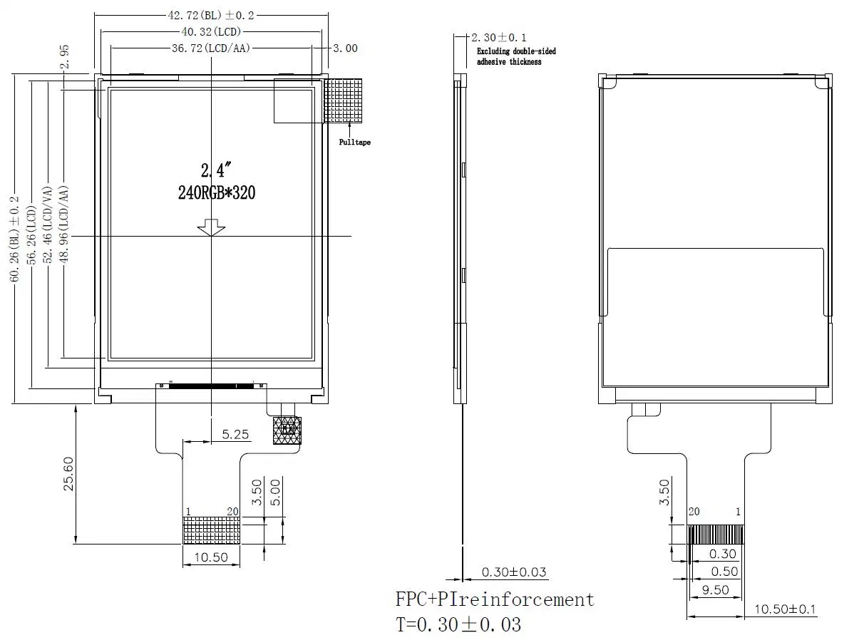 2.4 Inch TFT LCD 240X320 Display St7789 18pin Spi Plug in Interface with Resistive Touch Screen