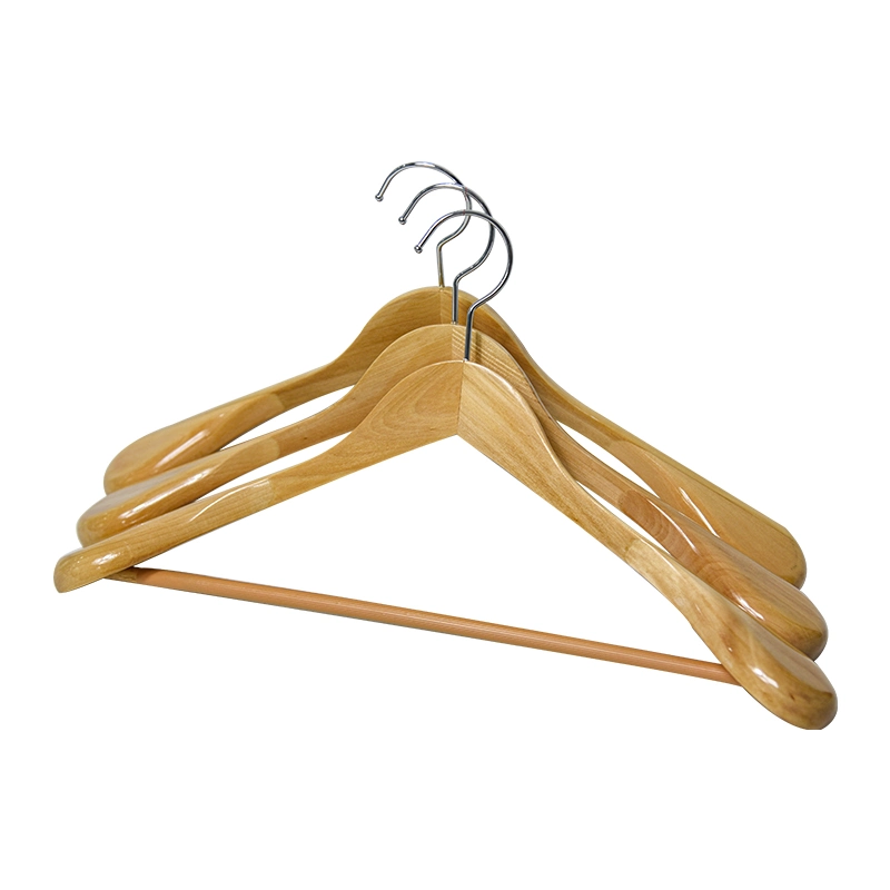 Factory Sale High quality/High cost performance 55mm Thick Coat Hangers with Hook for Hotel Custom Wooden Hangers with Logo Door Hook Hanger