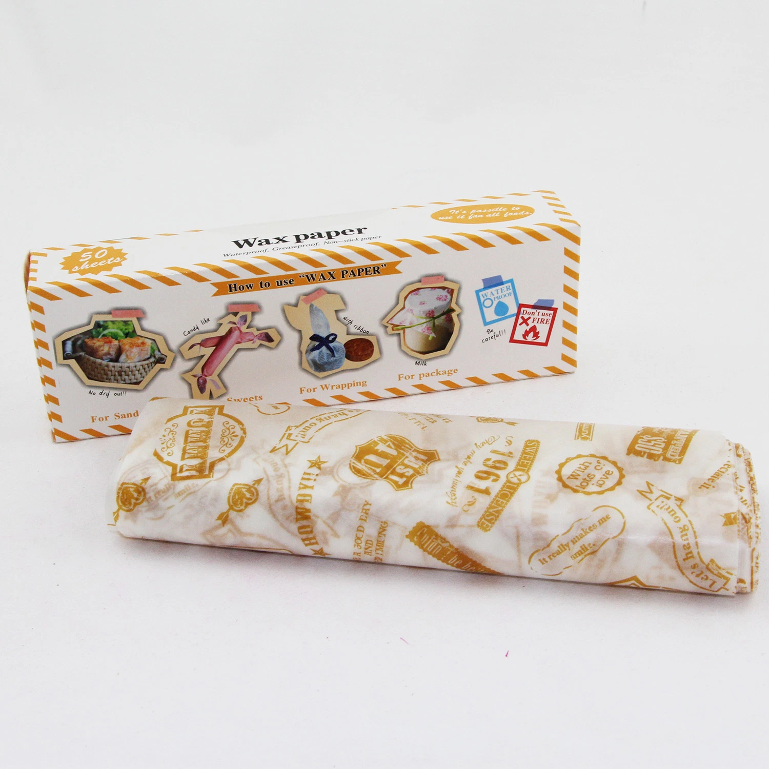 Custom Printed Wax Candy Paper Wrapper Biodegradable Food Packing Wax Paper