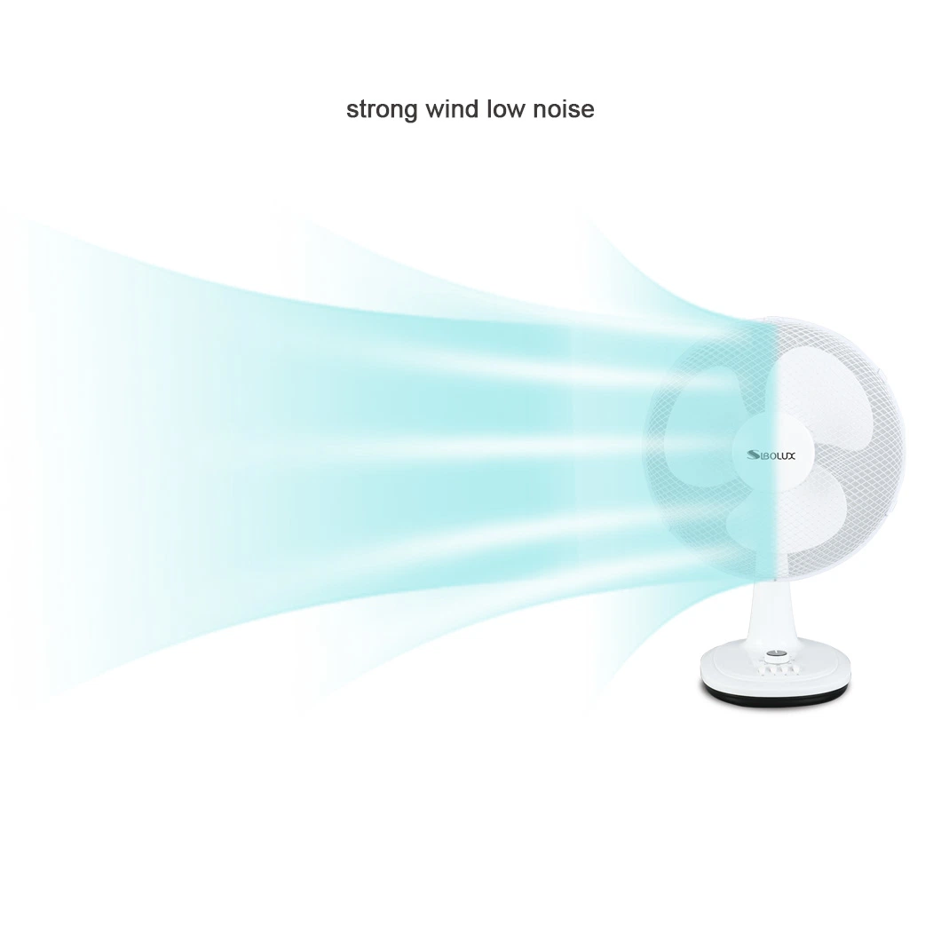 Factory Price 12 Inch Table Fan Strong Airflow Lower Noise Plastic Desk Fan with 1 Hour Timer