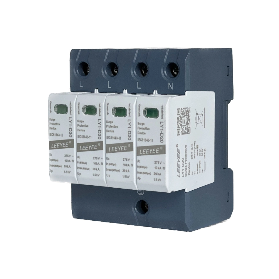 4p 20 ka 275V AC T2 Dispositivo protector de sobretensión para protección contra relámpagos