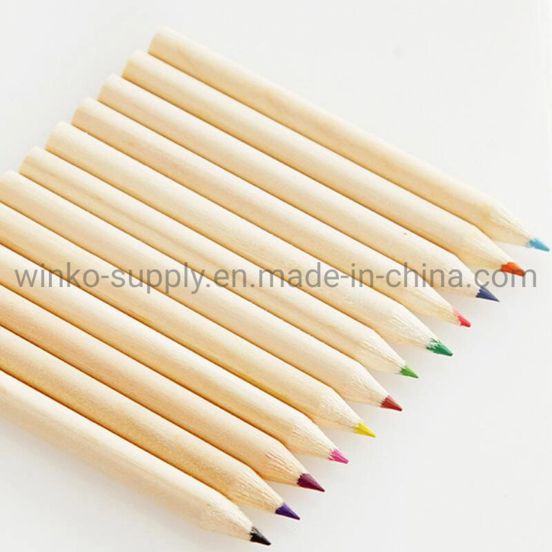 6 Assorted Color 3.5" Nature Wood Colored Pencil for Art Stationery