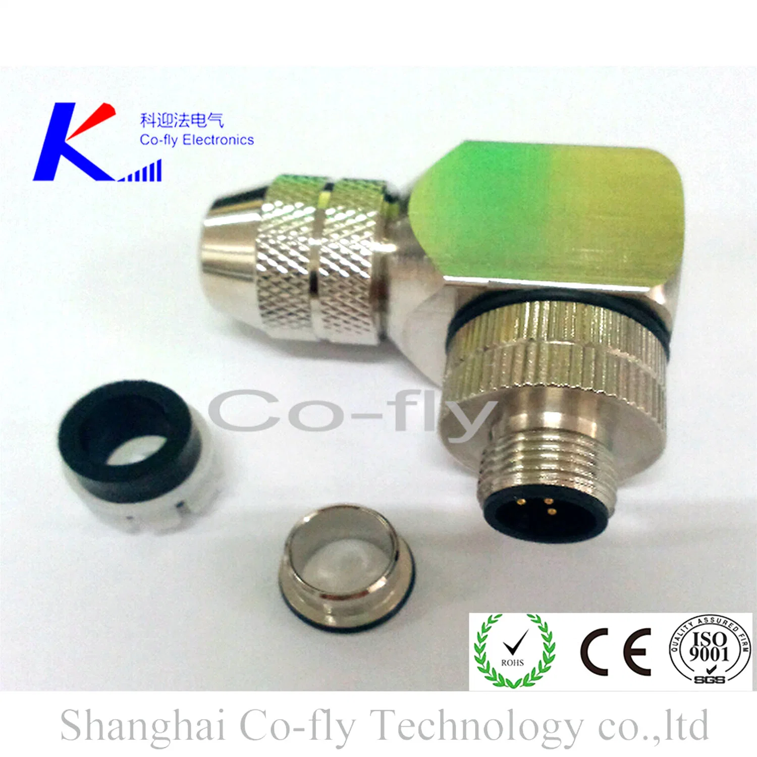 M12 4-Pin Elbow Steel Shielded Male Field Assembly Connector