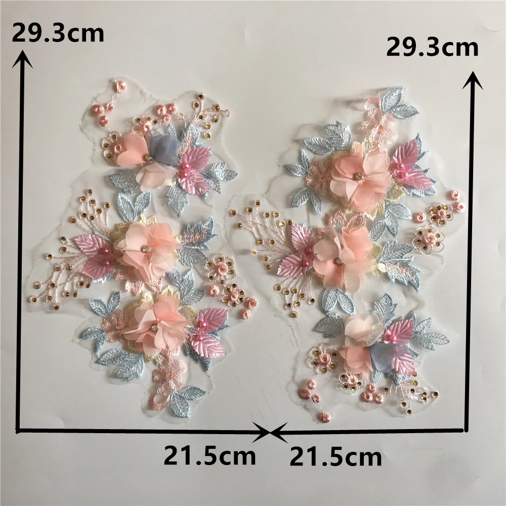 K1035 3D Flower Pearl Lace Mesh Lace Fabric Collar Flower DIY Embroidery Decorative Clothing Applique Accessories