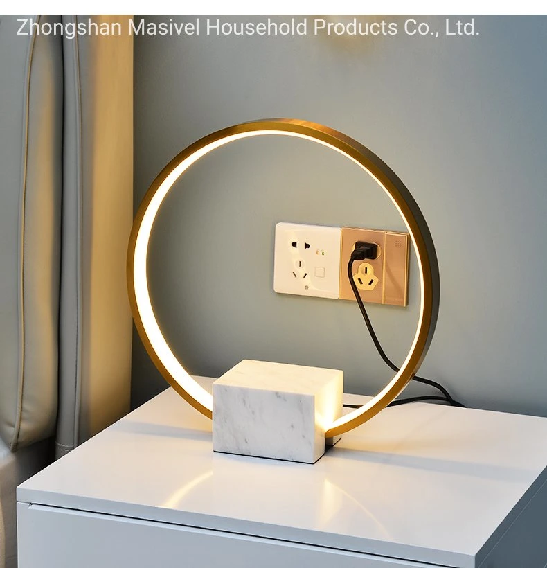 Masivel Lighting Copper Round Decorative Light for Bedroom Hotel Home Dimmable Table Lamp